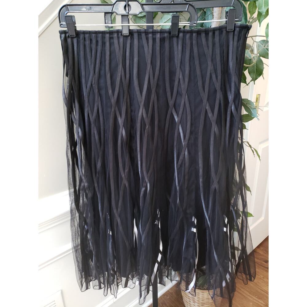 ModeLia Straight Skirt Womens Size 3XL Black Chiffon Lined Layered Side Zip